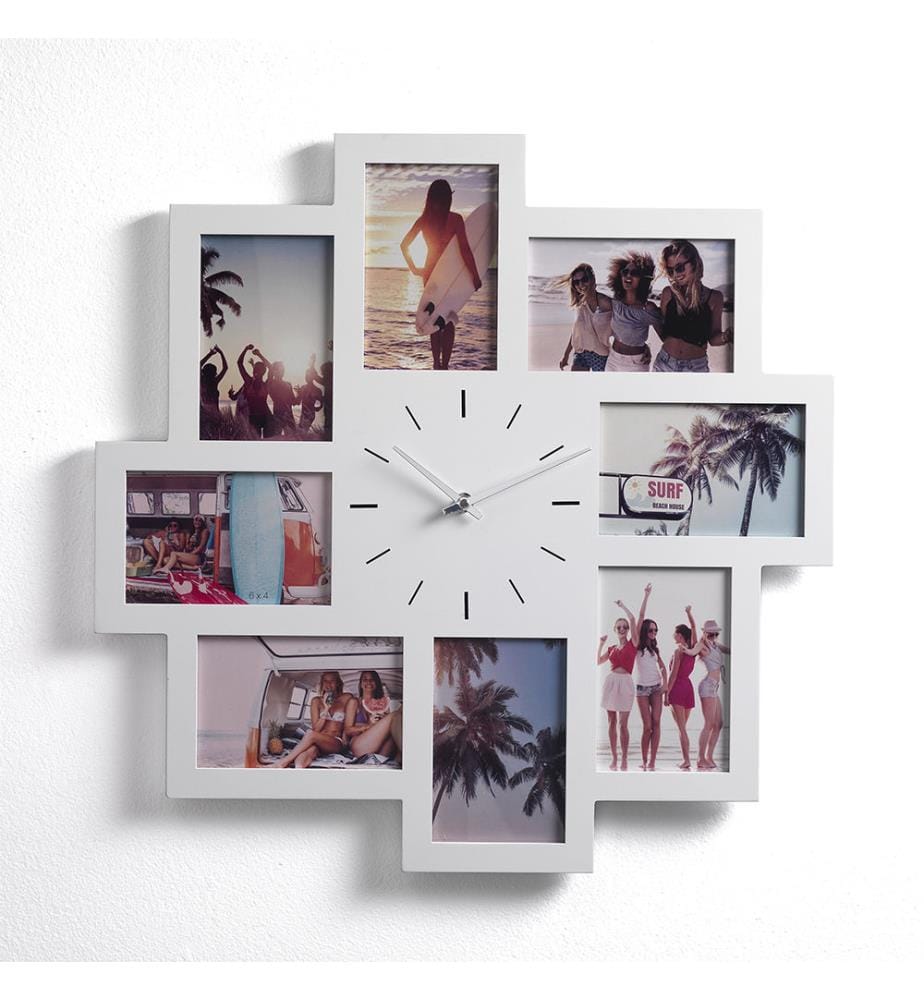 Wanduhr mit Fotohalterung Olly - Weiss