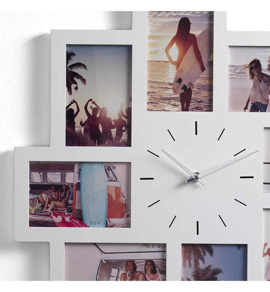 Wanduhr mit Fotohalterung Olly - Weiss