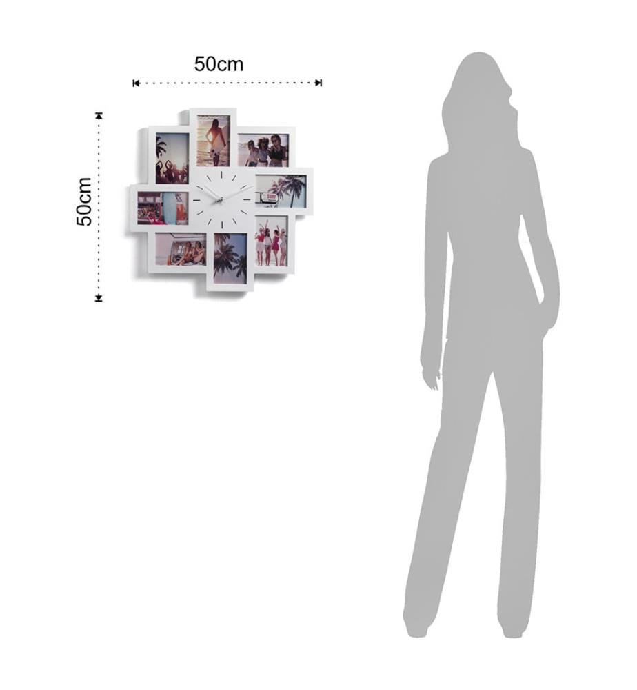 Wanduhr mit Fotohalterung Olly - Weiss