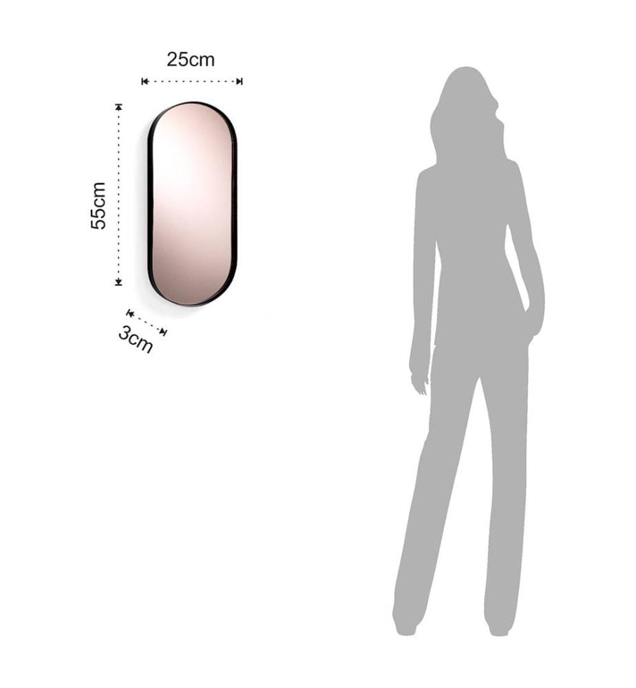 Wandspiegel Afterlight Oval - Gold Rosa und Schwarz