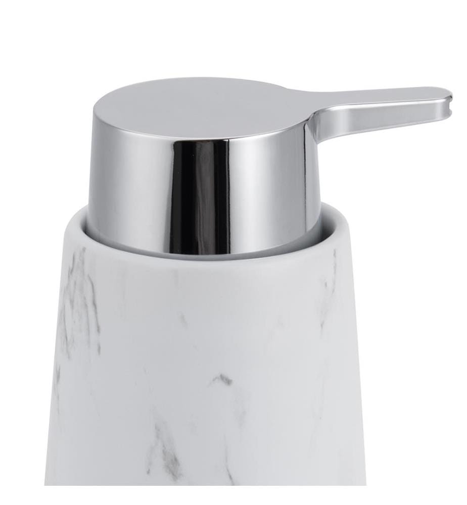 Dosatore di Sapone MARBLE-B Ø8.3 - Bianco e Argento