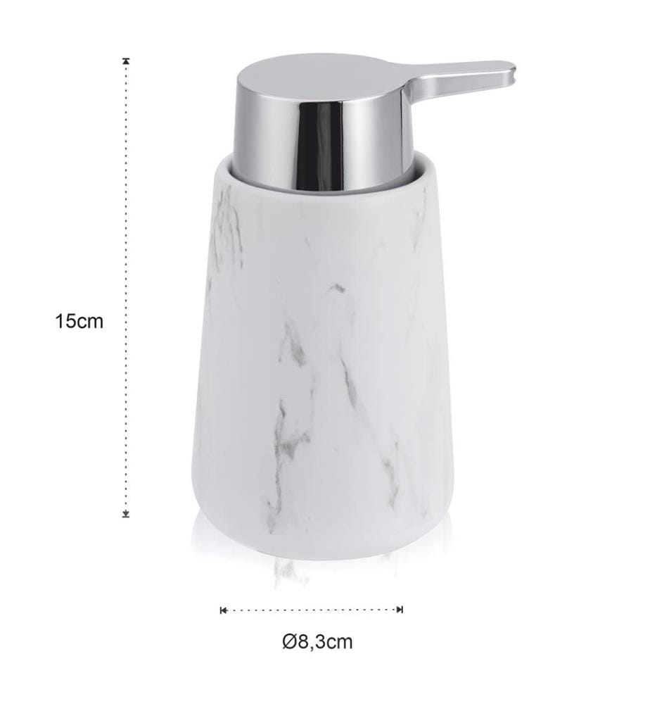 Dosatore di Sapone MARBLE-B Ø8.3 - Bianco e Argento