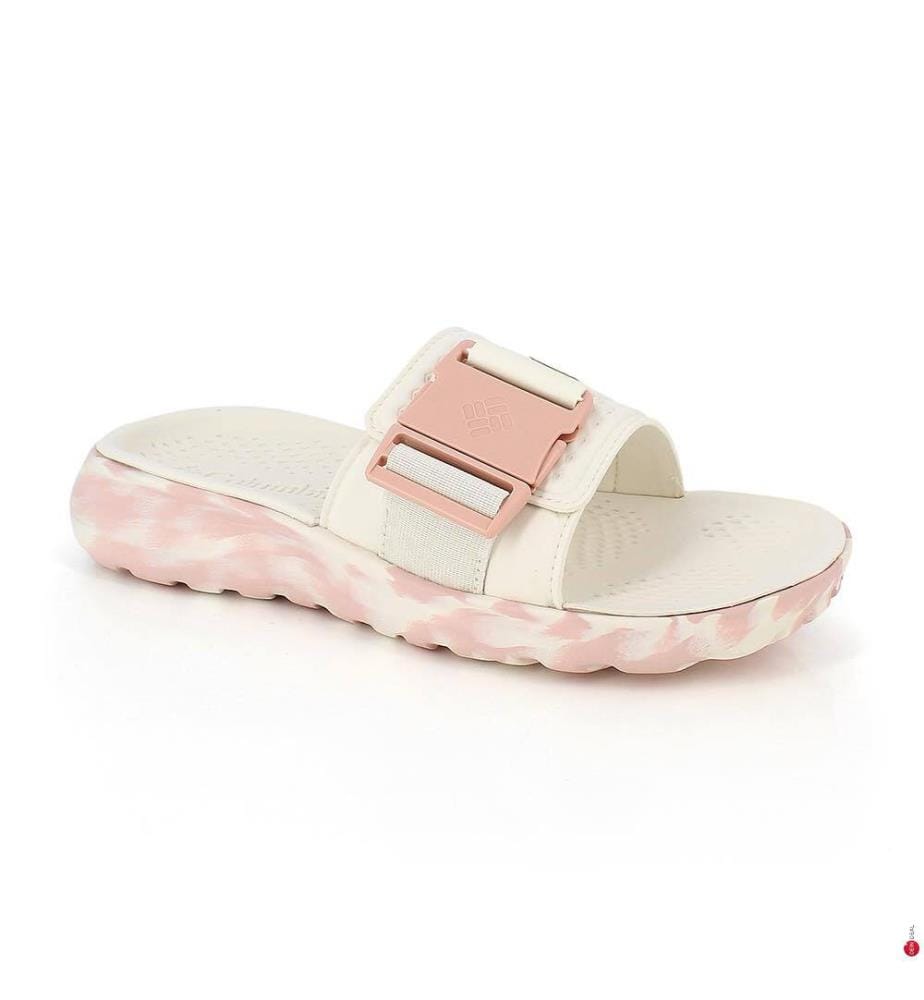 Sandales slide - Blanc et Rose