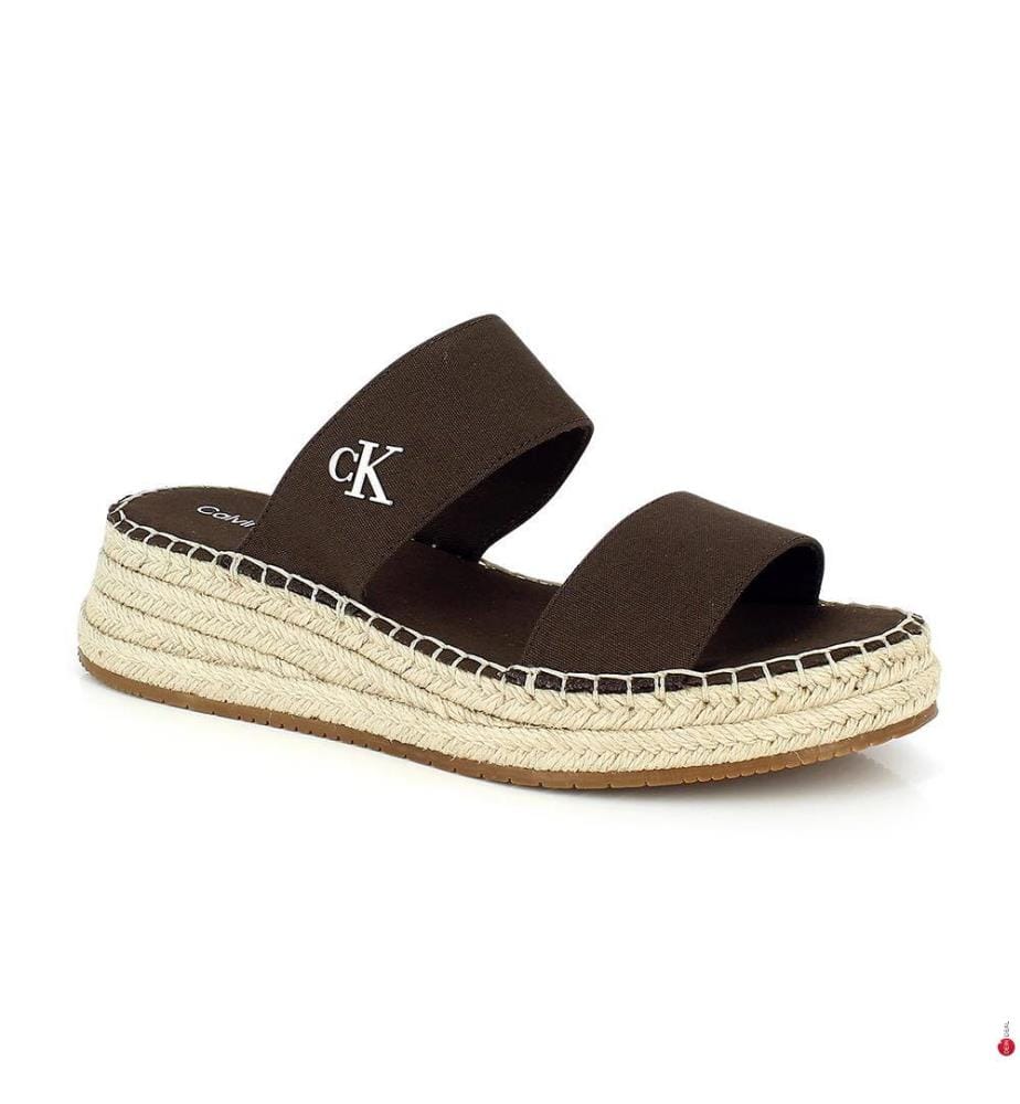 Plateau-Espadrilles aus Canvas - Braun