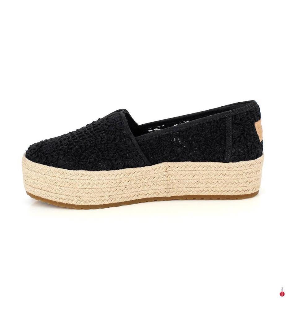 Espadrilles Valencia Platform Natural Crochet Lace - Noir