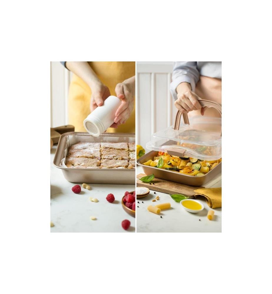 DECORA - Moule de cuisson avec couvercle de transport Or rose, 2 pièces