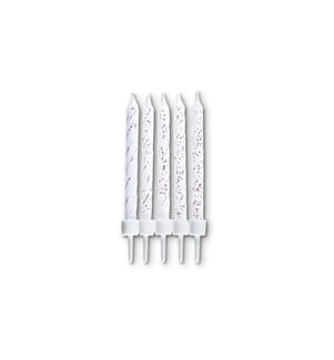 Städter - Bougie avec support 10 Pièce/s, Blanc scintillant, 7.5 cm