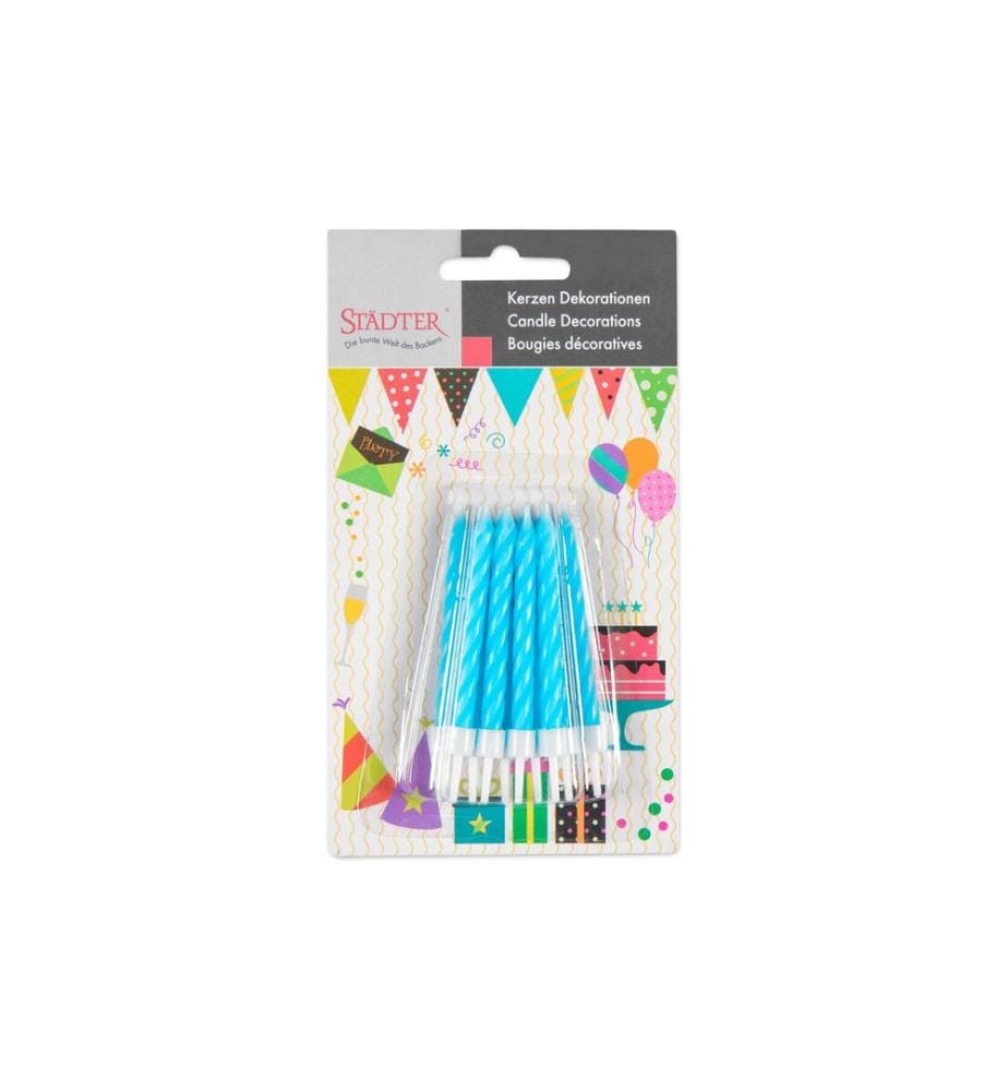 Städter - Bougie avec support 10 Pièce/s, Bleu clair, 7.5 cm