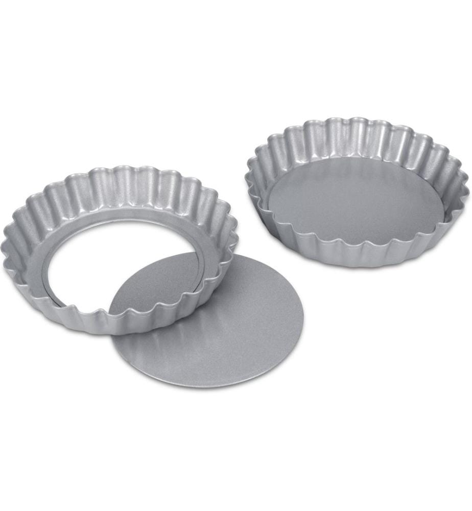 Städter - Moule à tarte avec fond élévateur Argent, 10 x 1.8 cm, 2 pièces