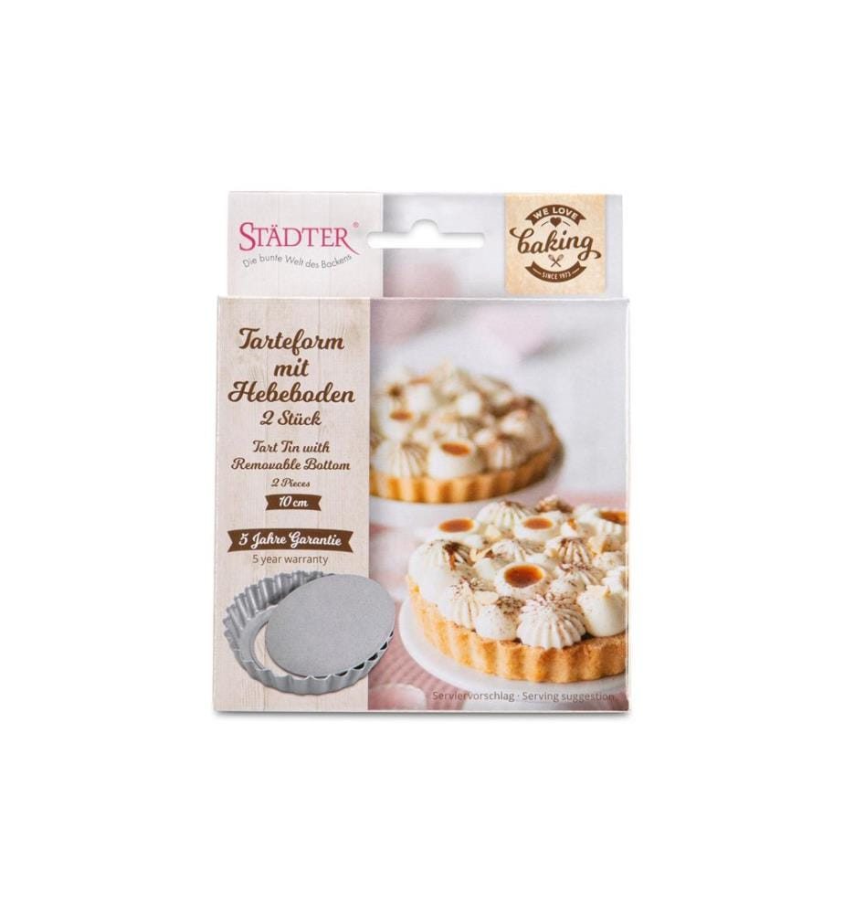 Städter - Moule à tarte avec fond élévateur Argent, 10 x 1.8 cm, 2 pièces