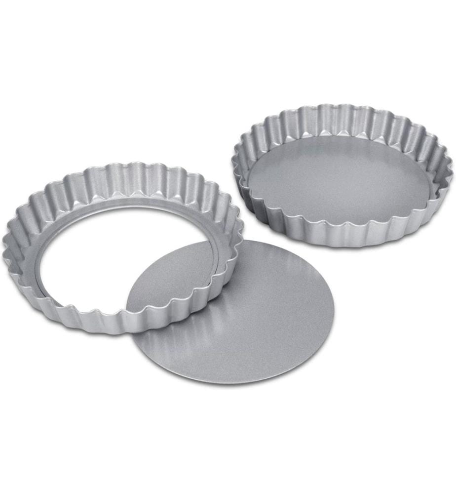 Städter - Moule à tarte avec fond élévateur Argent, 12 x 1.8 cm, 2 pièces
