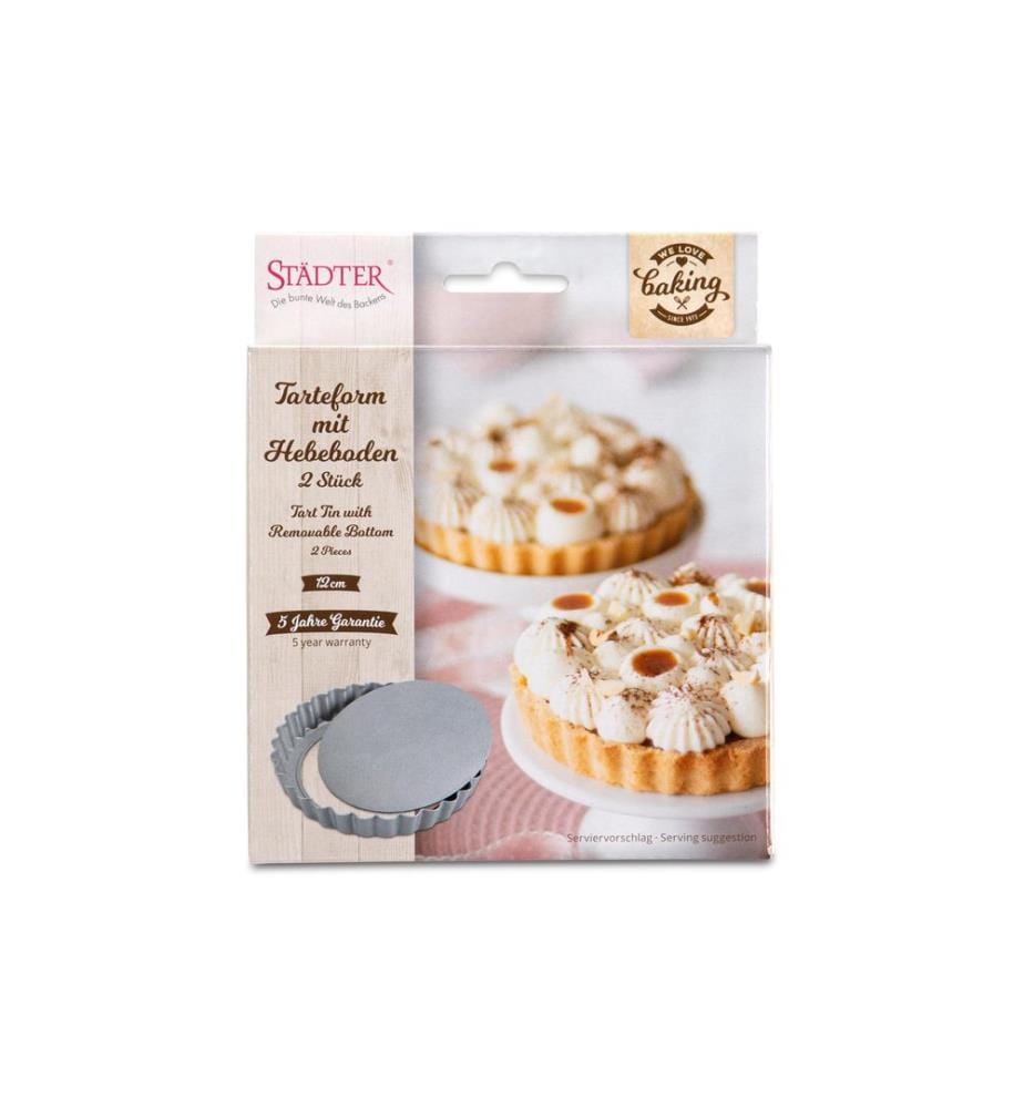 Städter - Moule à tarte avec fond élévateur Argent, 12 x 1.8 cm, 2 pièces
