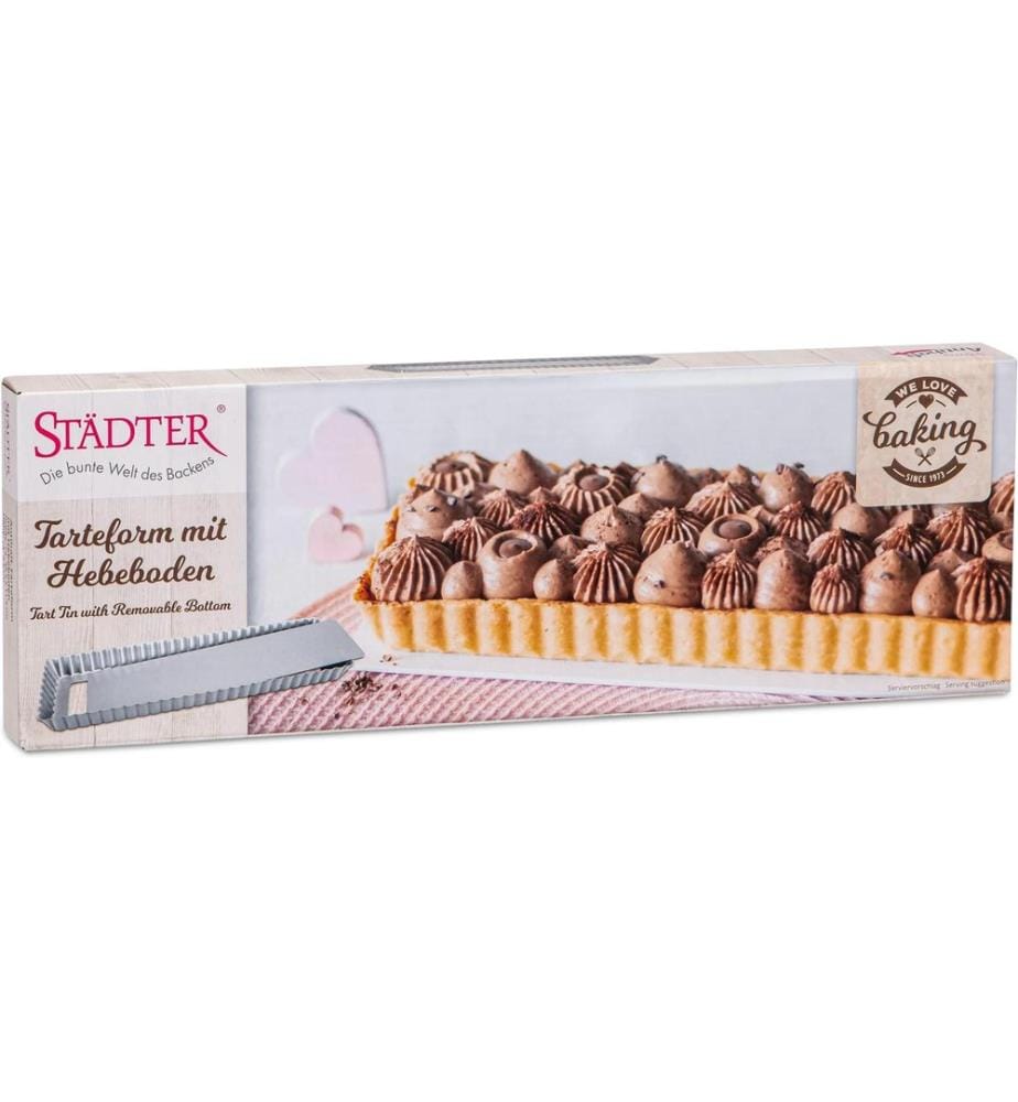 Städter - Moule à tarte avec fond élévateur argent, 35.5 x 11.5 cm