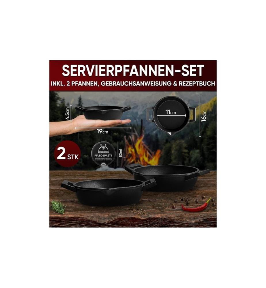 Gusskoenig - Eingebrannte runde Mini-Pfanne 2 set