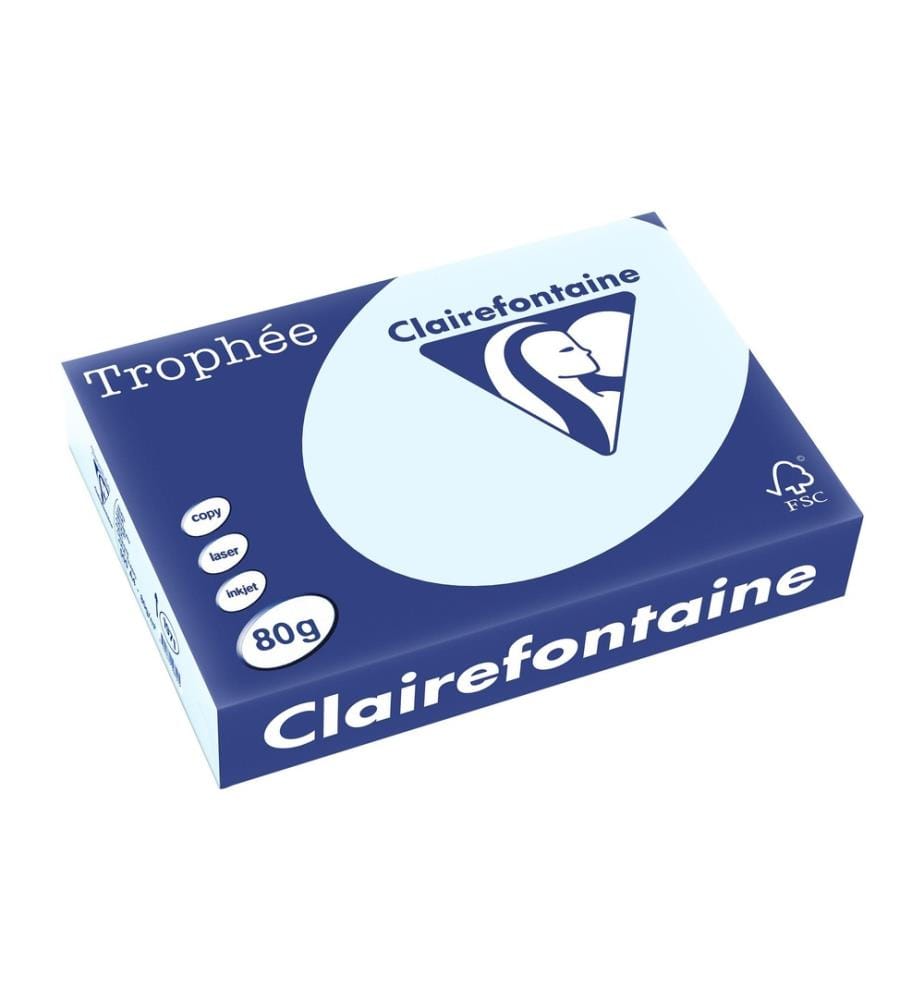 CLAIREFONTAINE - Papier pour photocopie Trophée A4, 80 g/m², bleu pastel, 500 feuilles