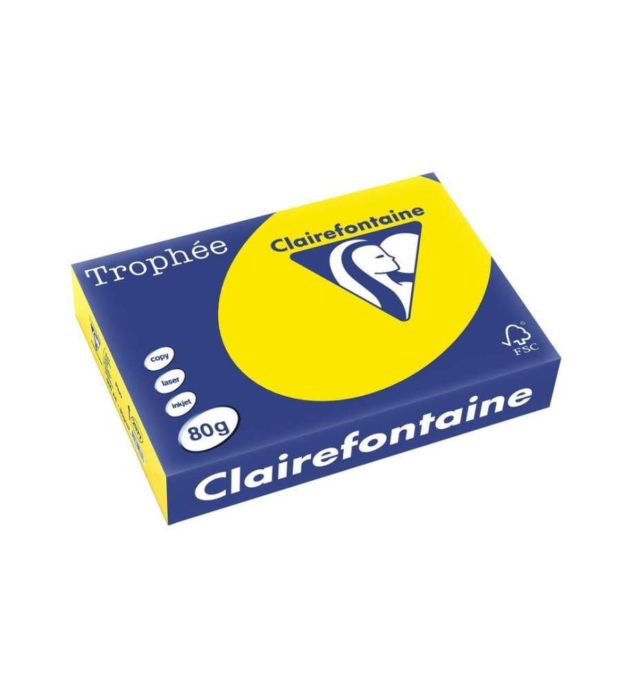 CLAIREFONTAINE - Kopierpapier Trophée A3, 80 g/m², Neongelb, 500 Blatt