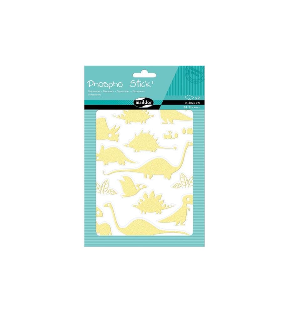 CLAIREFONTAINE - Motivsticker UV Phospho Dinos 2 Bögen, 38 Sticker