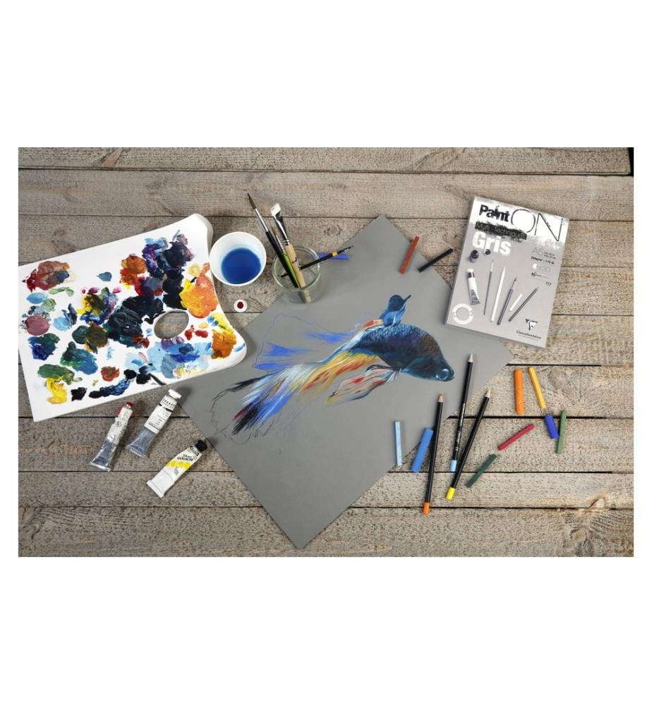 CLAIREFONTAINE - Bloc à dessin PaintON A4, 30 feuilles, gris