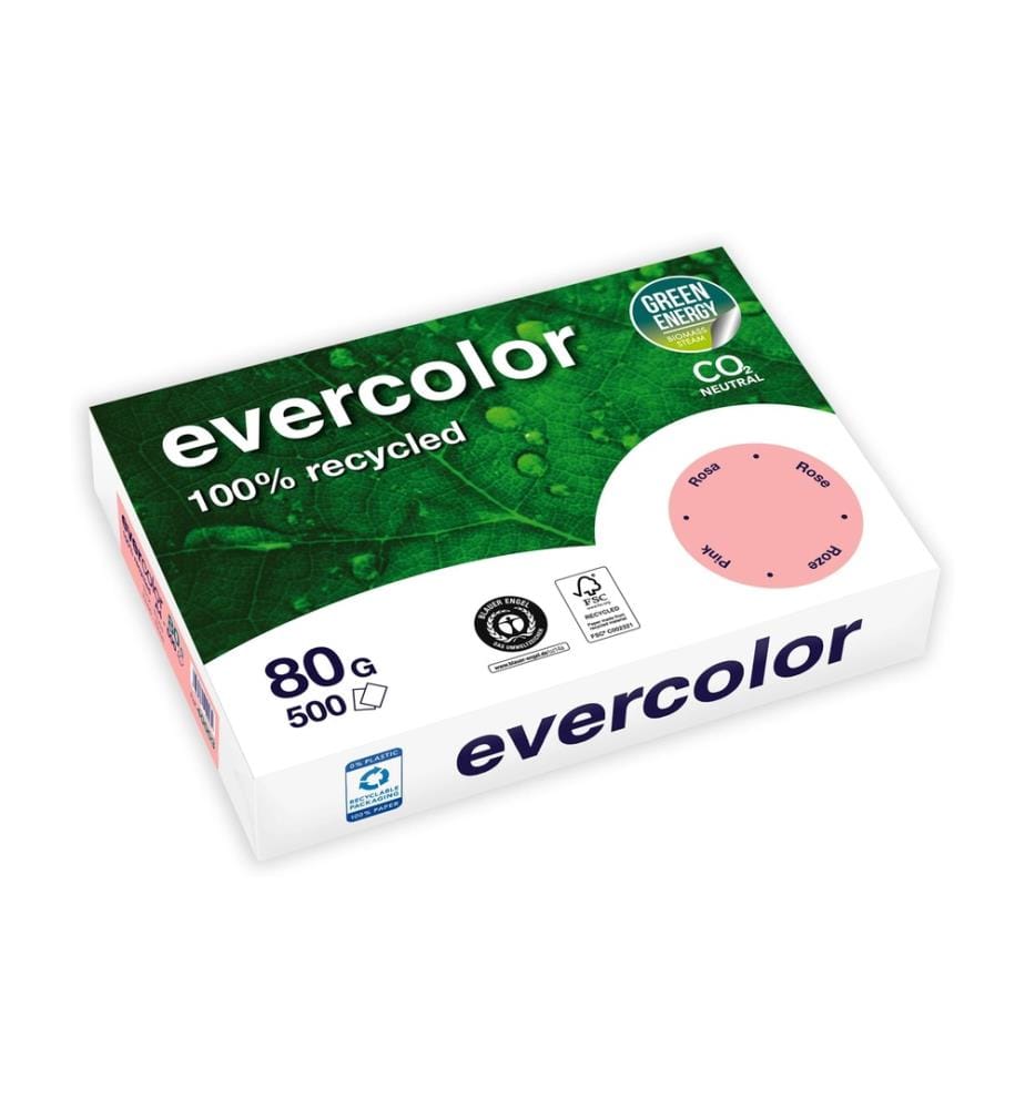 CLAIREFONTAINE - Kopierpapier Evercolor A4, Rosa, 80 g/m²,500 Blatt