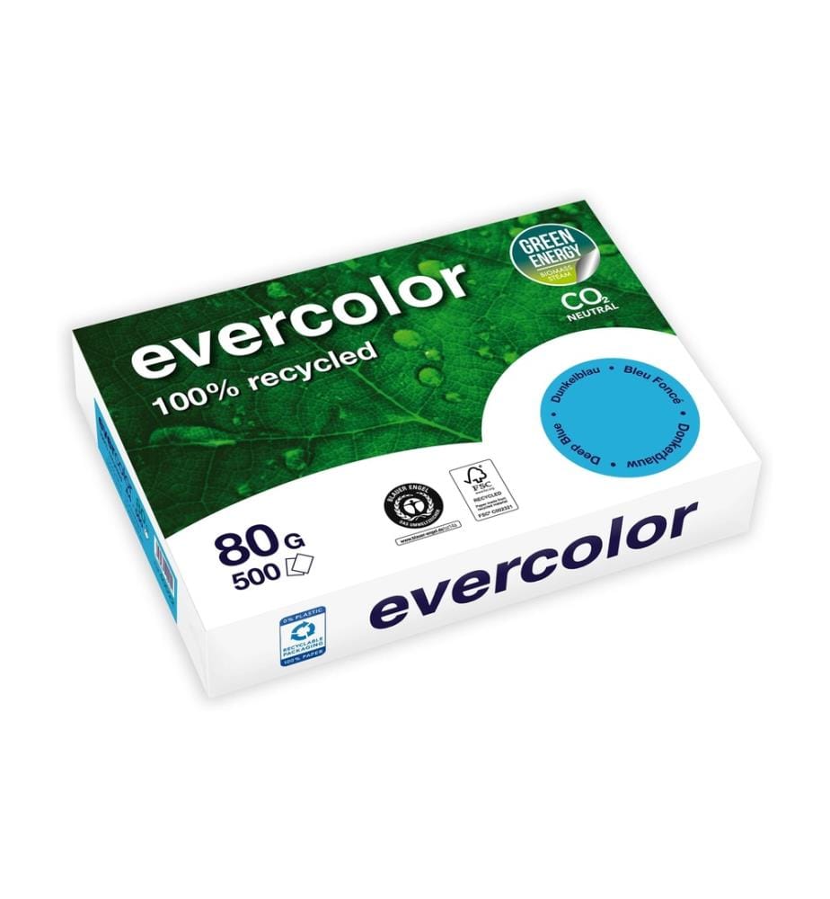 CLAIREFONTAINE - Kopierpapier Evercolor A4, Dunkelblau, 80 g/m²,500 Blatt