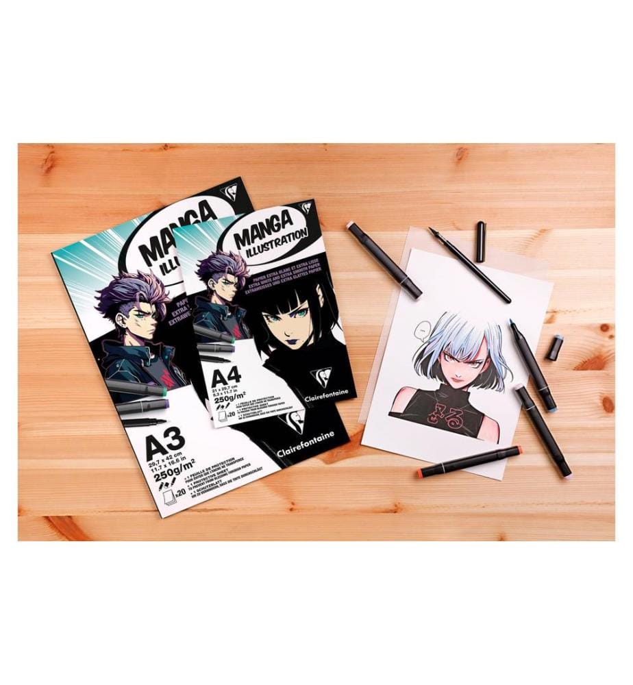 CLAIREFONTAINE - Bloc d'illustration manga 21 x 14.8 cm