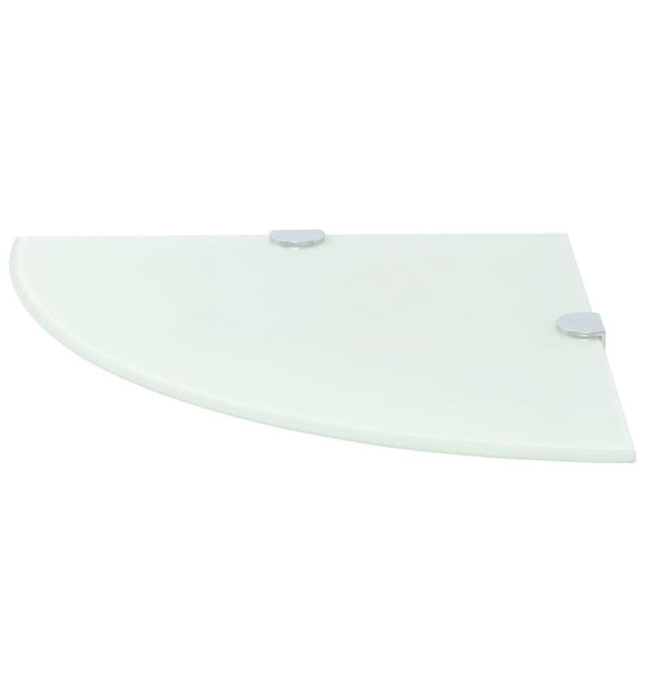 Eckregal mit verchromten Halterungen Glas Weiss 25 x 25 cm
