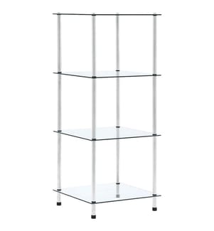 Regal mit 4 Ablagen Transparent 40x40x100 cm Hartglas