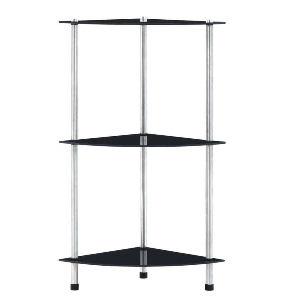 Regal mit 3 Ablagen Schwarz 30x30x67 cm Hartglas