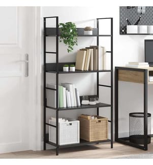 Bücherregal 4 Regalböden Schwarz 60×27,6×124,5 cm Holzwerkstoff