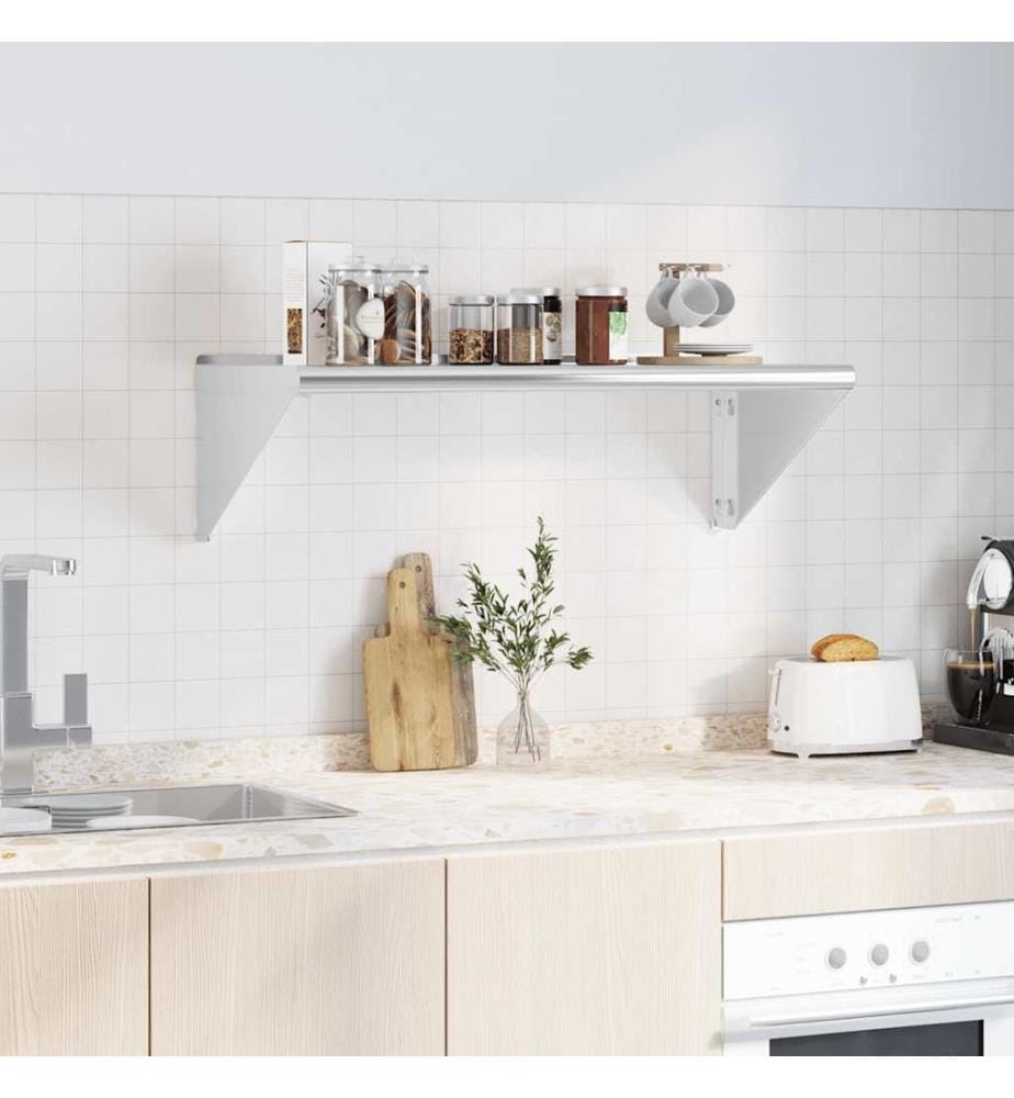 Wandregal 100x45x31 cm Silbern Edelstahl