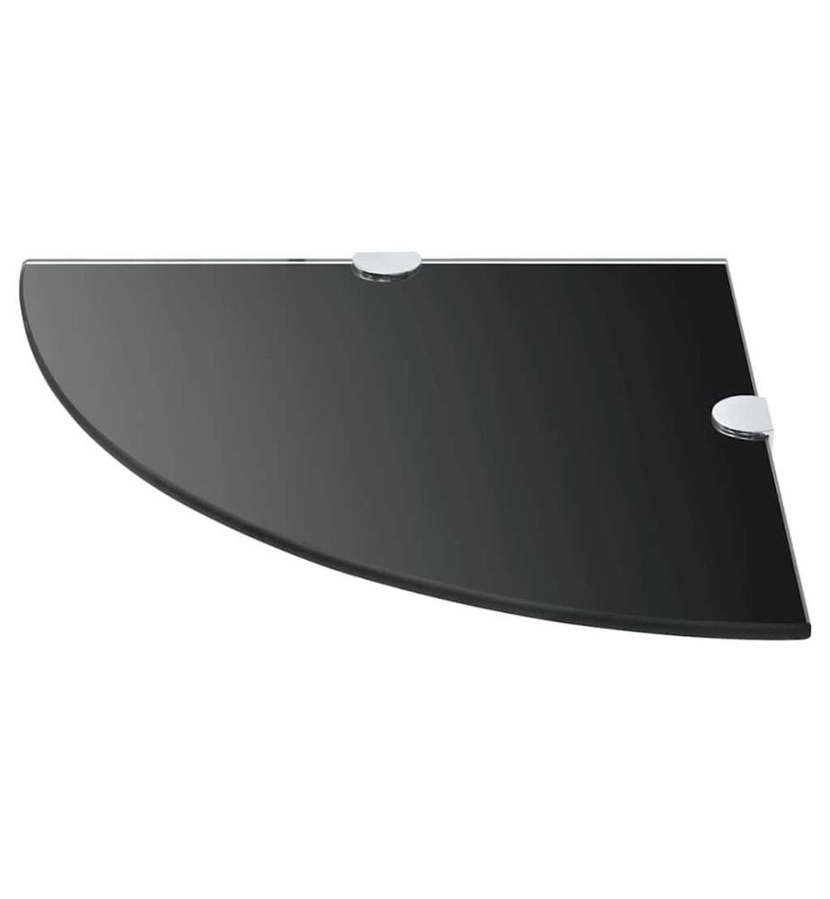 Eckregale 2 Stk. mit Verchromten Halterungen Glas Schwarz