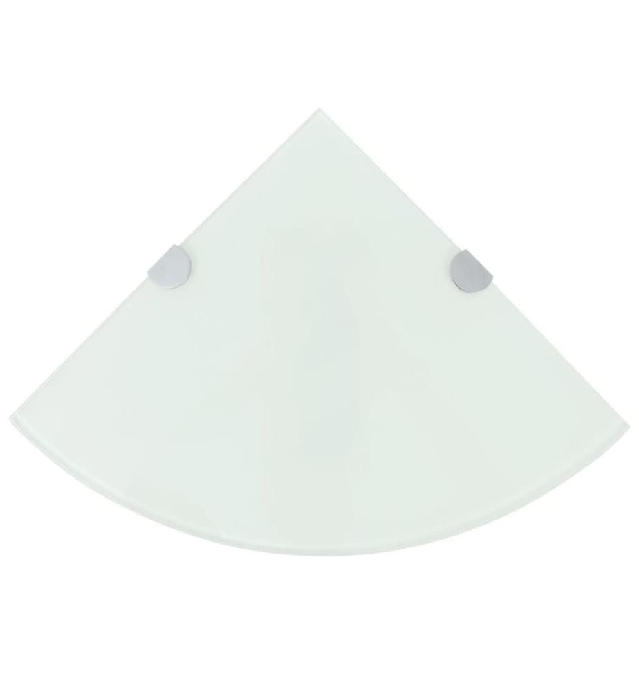 Eckregale 2 Stk. mit verchromten Halterungen Glas Weiss 35x35 cm