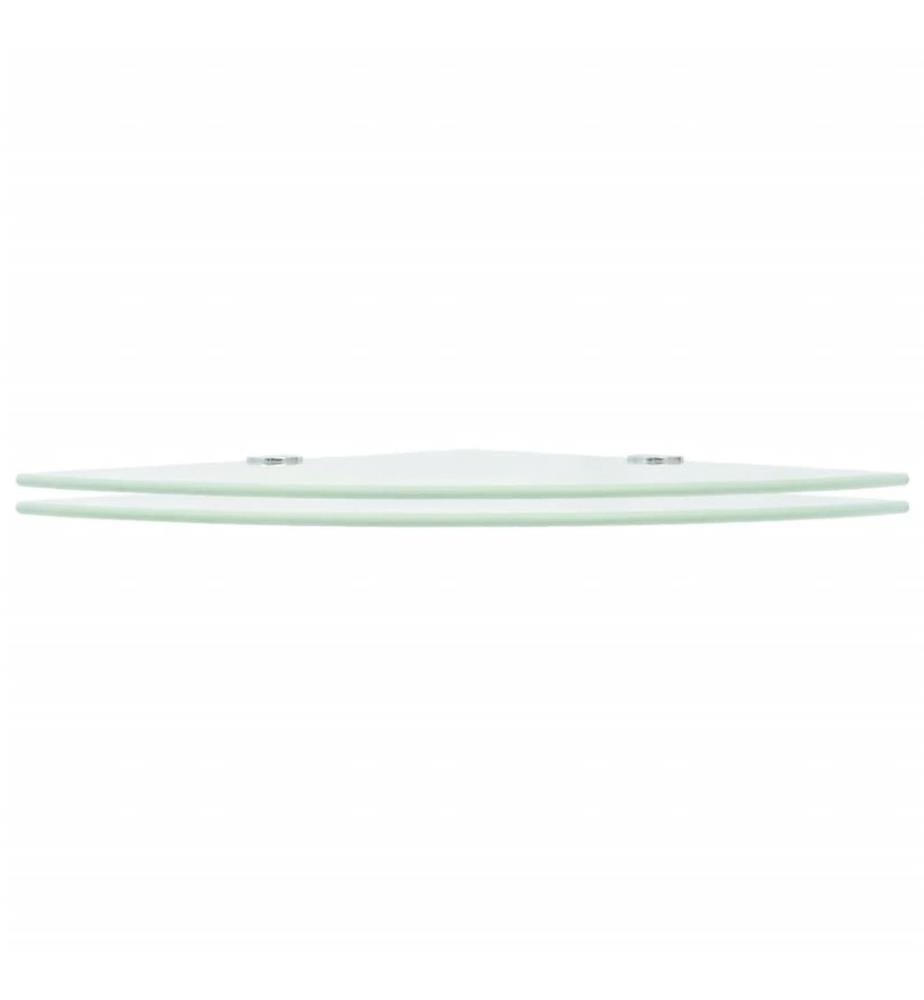 Eckregale 2 Stk. mit verchromten Halterungen Glas Weiss 35x35 cm