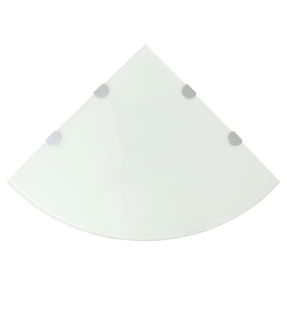 Eckregale 2 Stk. mit verchromten Halterungen Glas Weiss 45x45cm