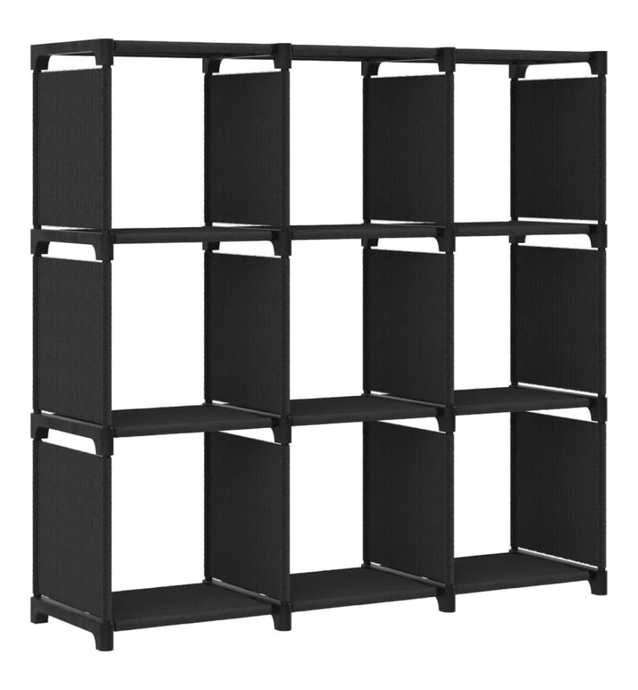 Würfelregal mit 9 Fächern Schwarz 103x30x107,5 cm Stoff