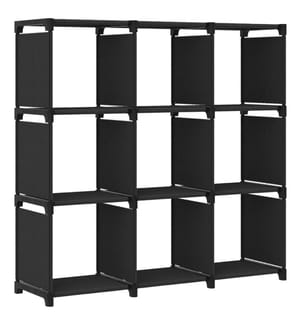 Würfelregal mit 9 Fächern Schwarz 103x30x107,5 cm Stoff