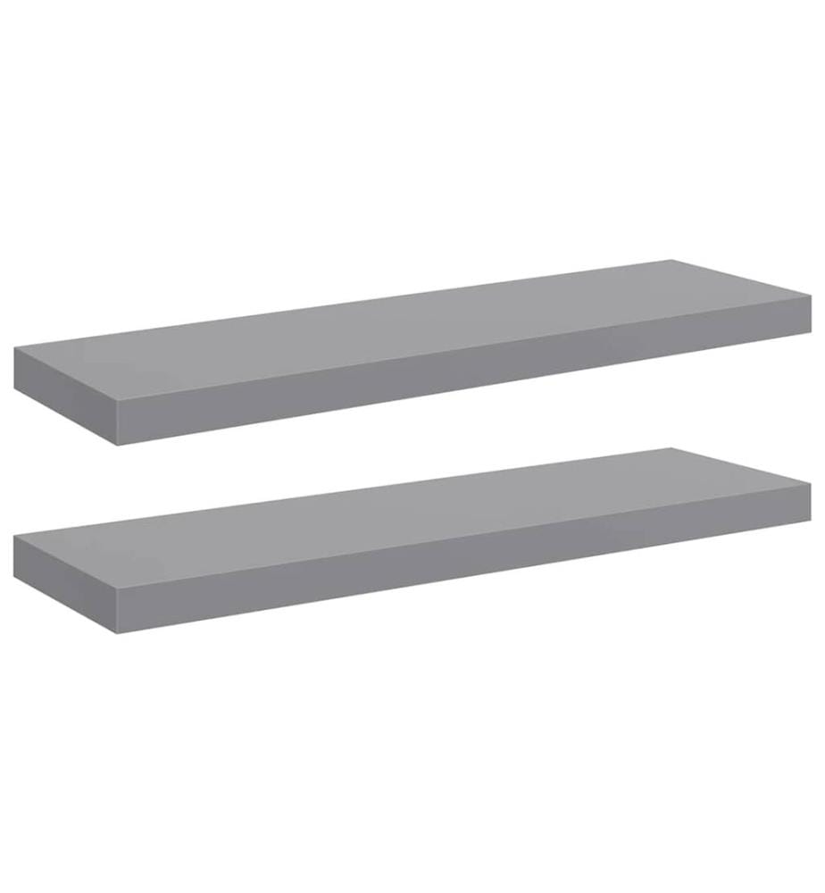 Schweberegale 2 Stk. Grau 80x23,5x3,8 cm MDF