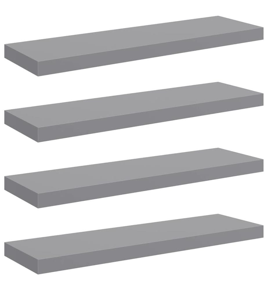 Schweberegale 4 Stk. Grau 80x23,5x3,8 cm MDF