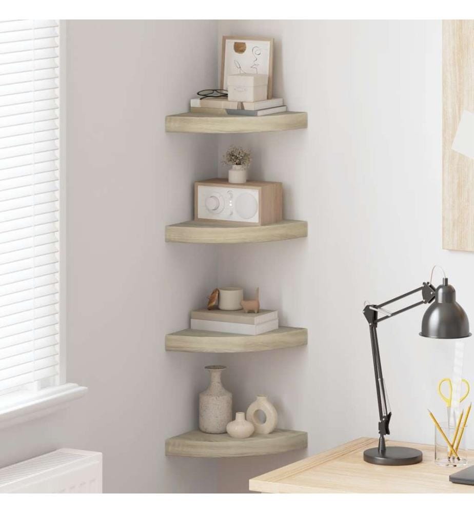 Eck-Schweberegale 4 Stk. Eichen-Optik 25x25x3,8 cm MDF