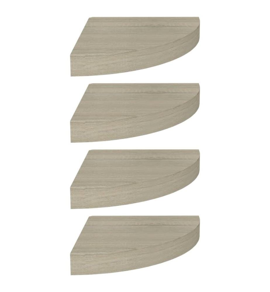 Eck-Schweberegale 4 Stk. Eichen-Optik 25x25x3,8 cm MDF