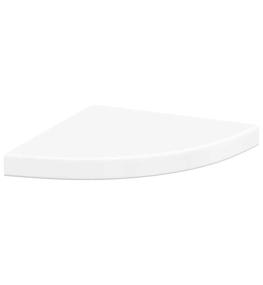 Eck-Schweberegale 2 Stk. Hochglanz-Weiss 35x35x3,8 cm MDF