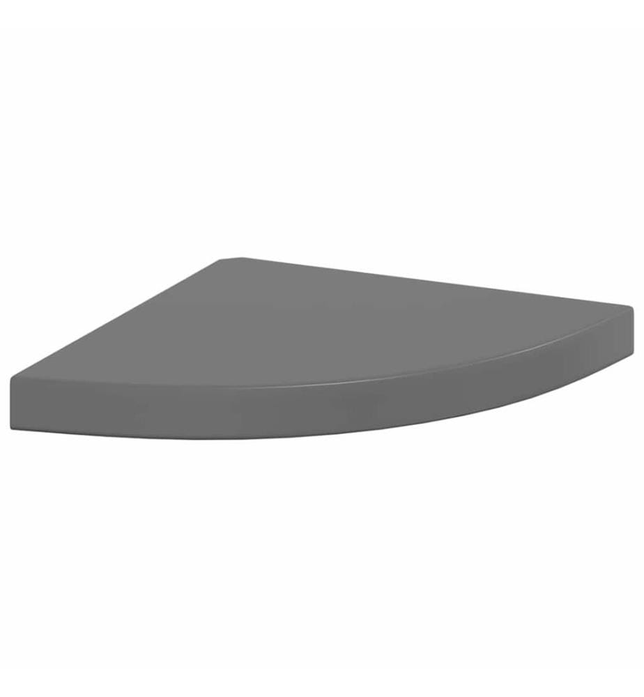 Eck-Schweberegale 2 Stk. Hochglanz-Grau 35x35x3,8 cm MDF