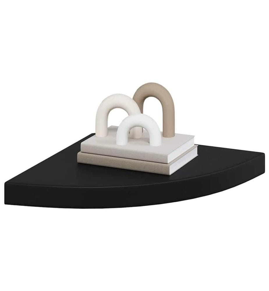 Eck-Schweberegale 2 Stk. Schwarz 35x35x3,8 cm MDF
