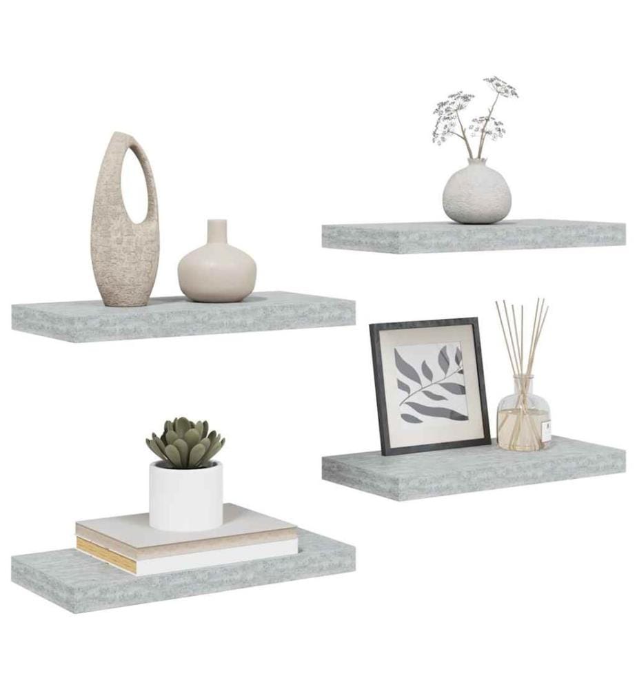 Schweberegale 4 Stk. Betongrau 50x23x3,8 cm MDF