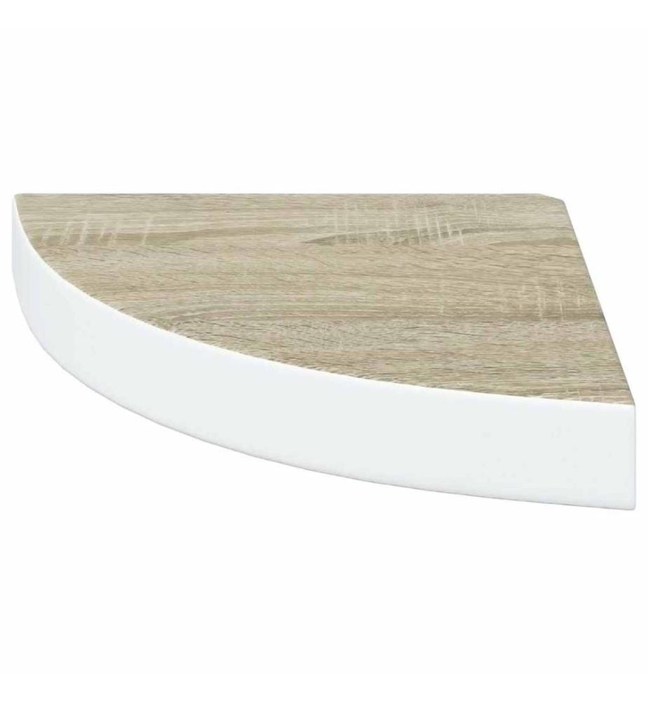 Eck-Schweberegal Eichen-Optik und Weiss 25x25x3,8 cm MDF