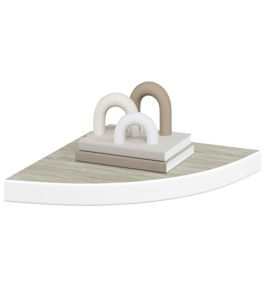 Eck-Schweberegale 2 Stk. Eichen-Optik und Weiss 35x35x3,8 cm MDF