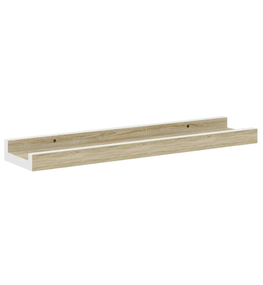 Wandregale 2 Stk. Weiss und Sonoma-Eiche 40x9x3 cm