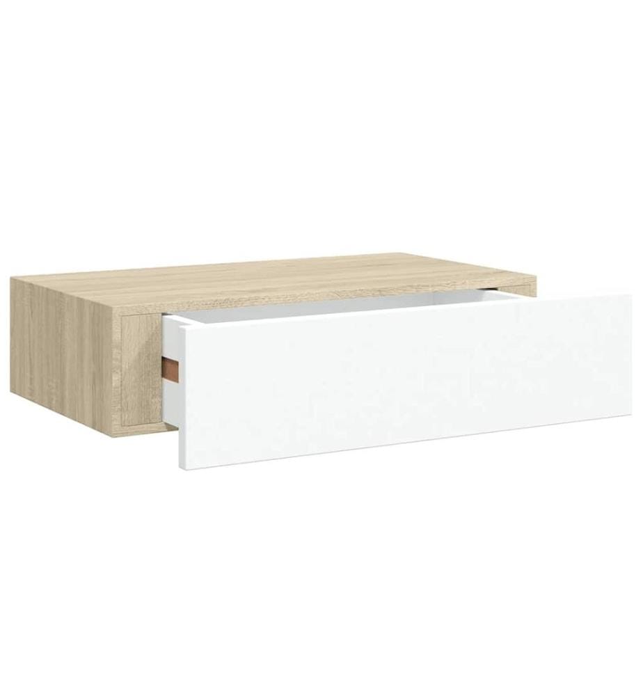 Wandregale mit Schubladen 2 Stk. Eichen-Optik Weiss 40x23,5x10cm