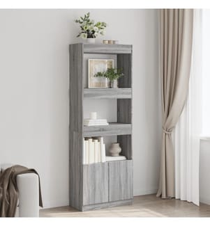 Highboard 63x33x180 cm Grau Sonoma Holzwerkstoff