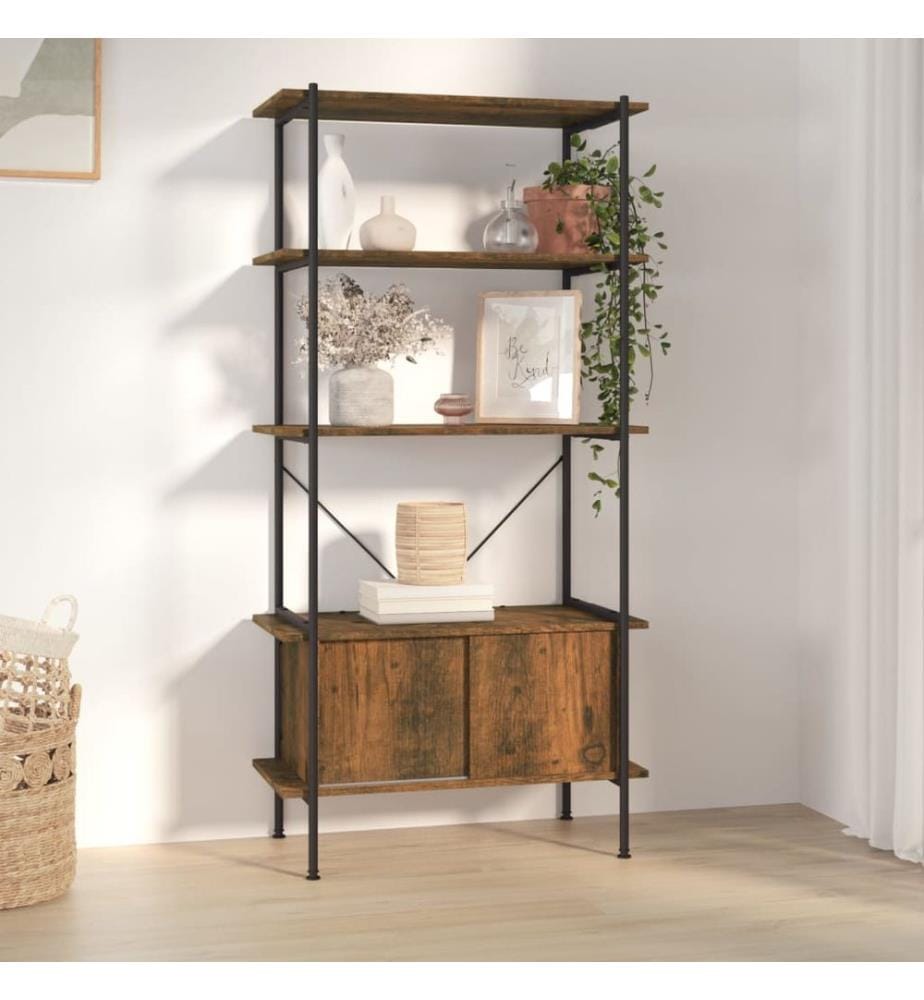 Regal mit 5 Böden und Schrank 80x40x163 cm Stahl Holzwerkstoff